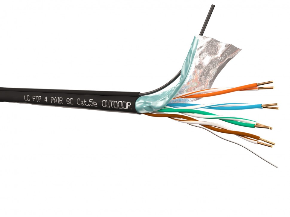Кабель LC FTP4 cat.5е, одножильный, экранированный, 305м, Cu, для наружных работ, проволочный трос