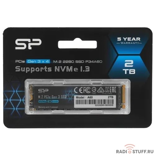 Твердотельный диск 2TB Silicon Power P34A60, M.2 2280, PCI-E 3x4 [R/W - 2200/1600 MB/s]