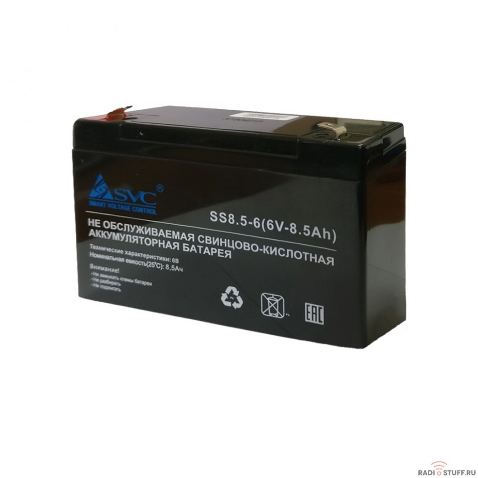 SVC Батарея SS8.5-6 АКБ, 6В/8.5Ач, AGM, Клемма T2(F2)