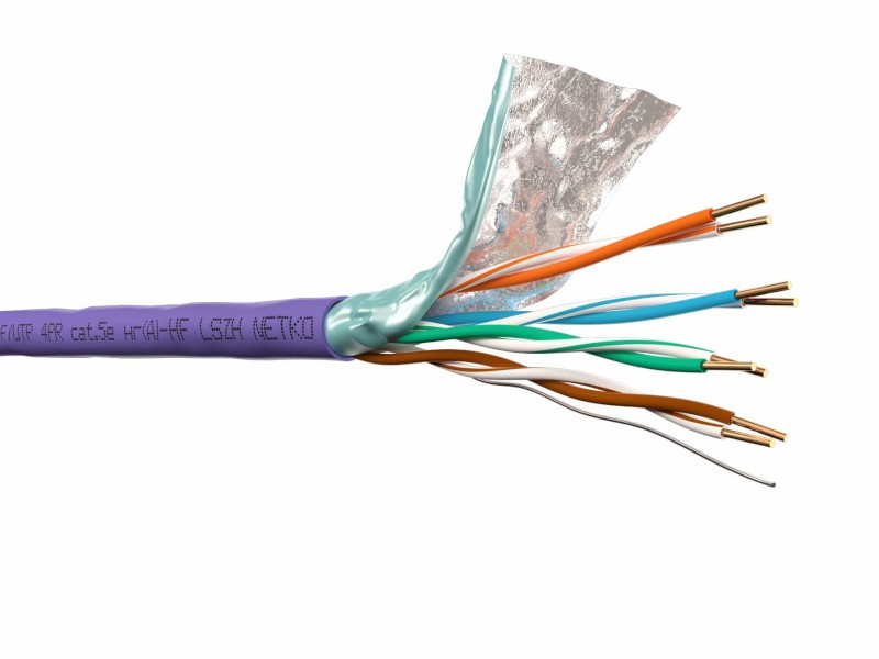 Кабель F/UTP 4 (FTP4) cat.5e, 4 пары 24 AWG BC, экранированный, 305м, нг(А)-HF LSZH - малодымный, не содержащий галогенов; фиолетовый; одножильный, FLUKE TEST, NETKO Expert СКС