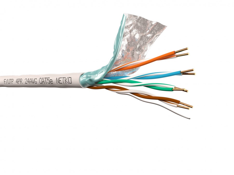 Кабель F/UTP4 (FTP4 ) cat.5e, 4 пары 24 AWG BC, одножильный, экранированный, 305м, серый, FLUKE TEST, NETKO Expert СКС
