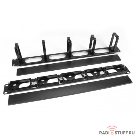 Kабельный органайзер 19" с пластиковыми кольцами с крышкой, 1U, Hyperline 